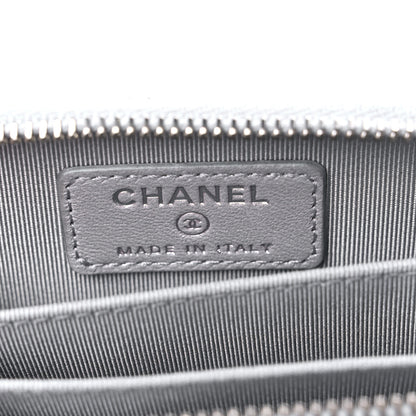 Chanel Glittered Metallic Caviar Quilted Zip Coin Purse Wallet Silver 6 of 8