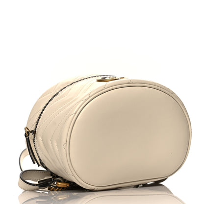 Gucci Calfskin Matelasse Mini GG Marmont Round Backpack White 4 of 10