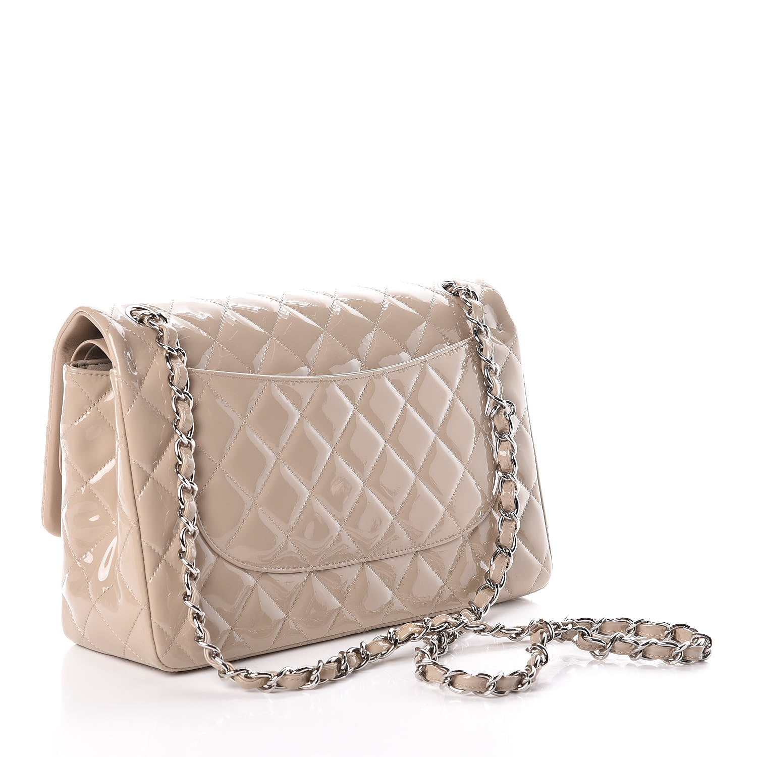 Chanel Patent Quilted Jumbo Double Flap Light Beige 3 of 11