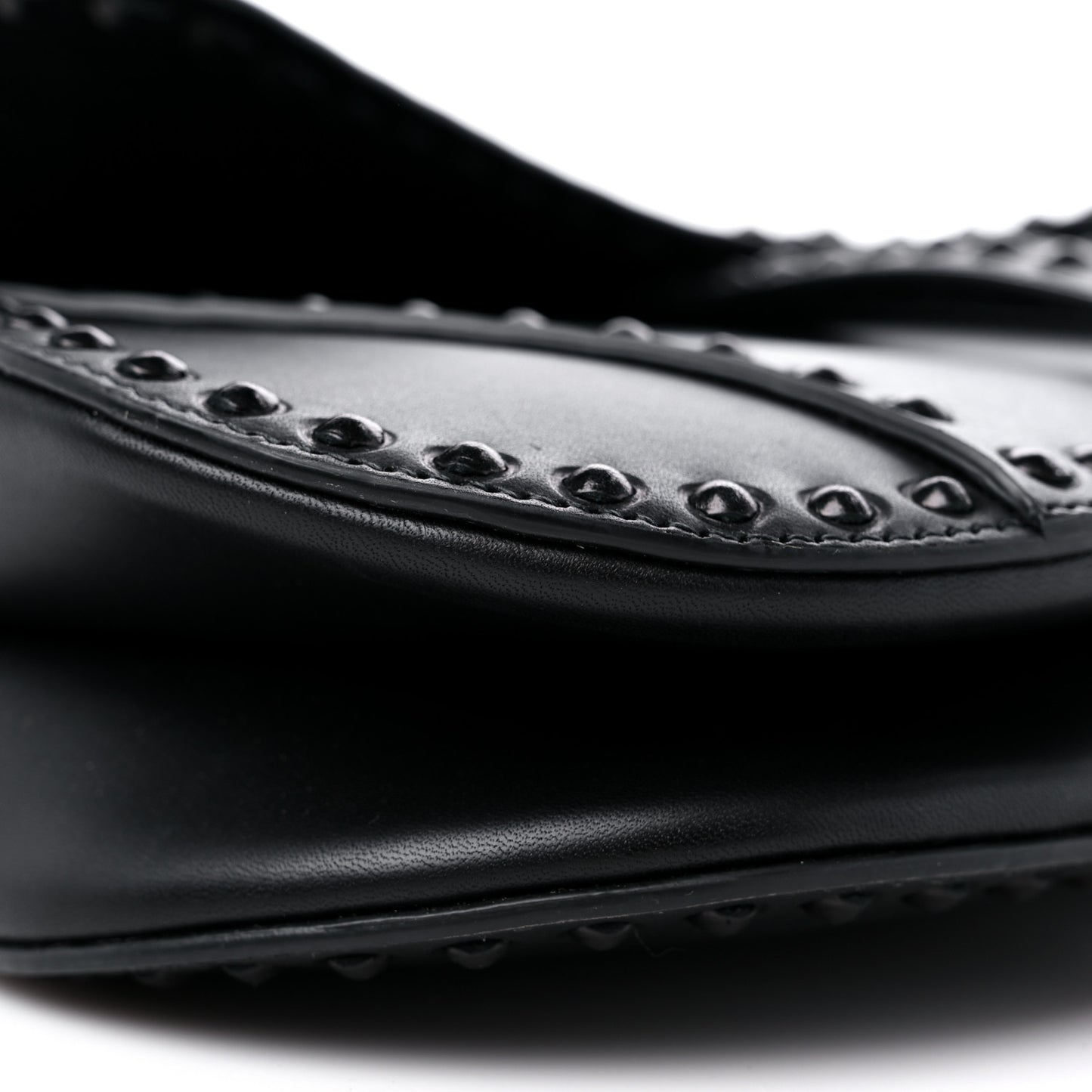 Calfskin Studded Saddle Bag With Strap Black