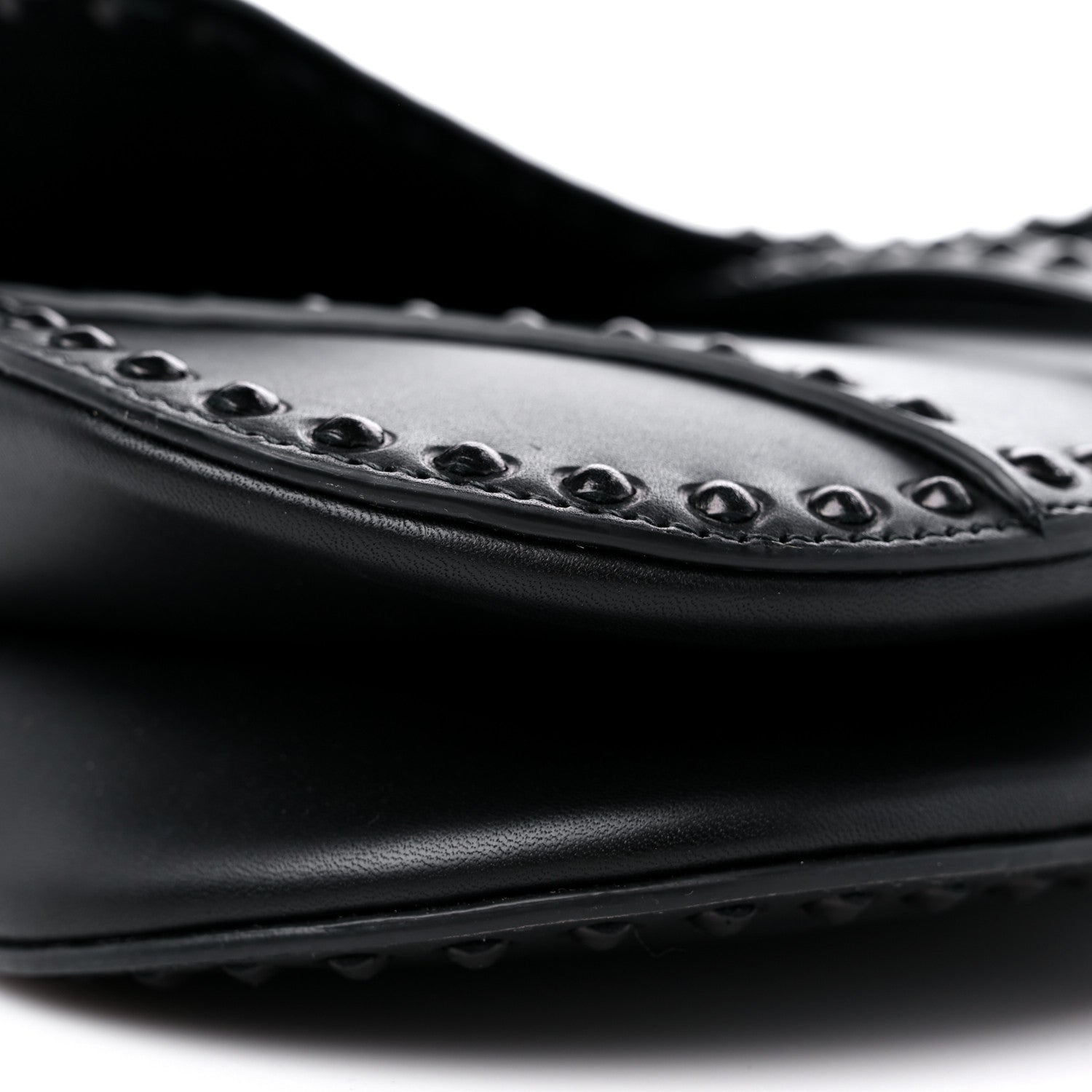 Christian Dior Calfskin Studded Saddle Bag With Strap Black 7 of 10