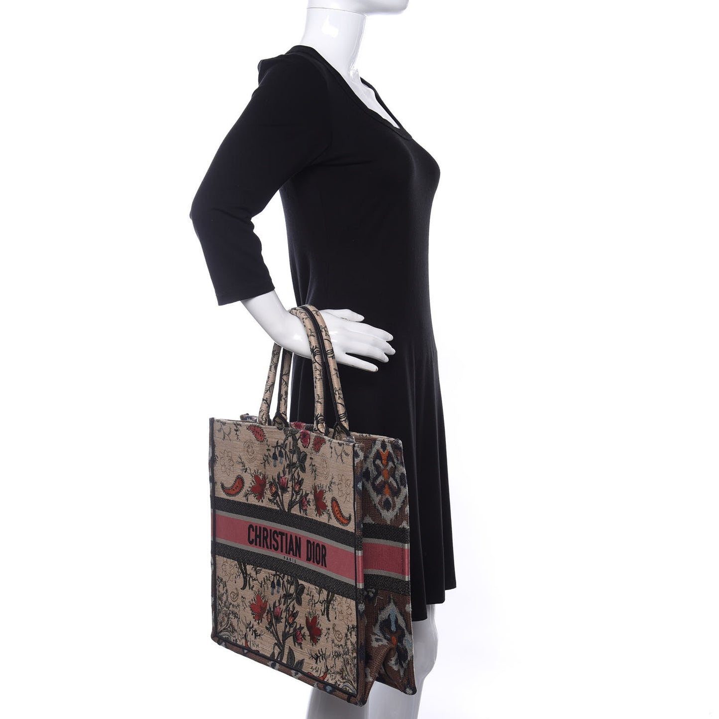Canvas Embroidered Large Broderie Dior Flowers Book Tote Multicolor
