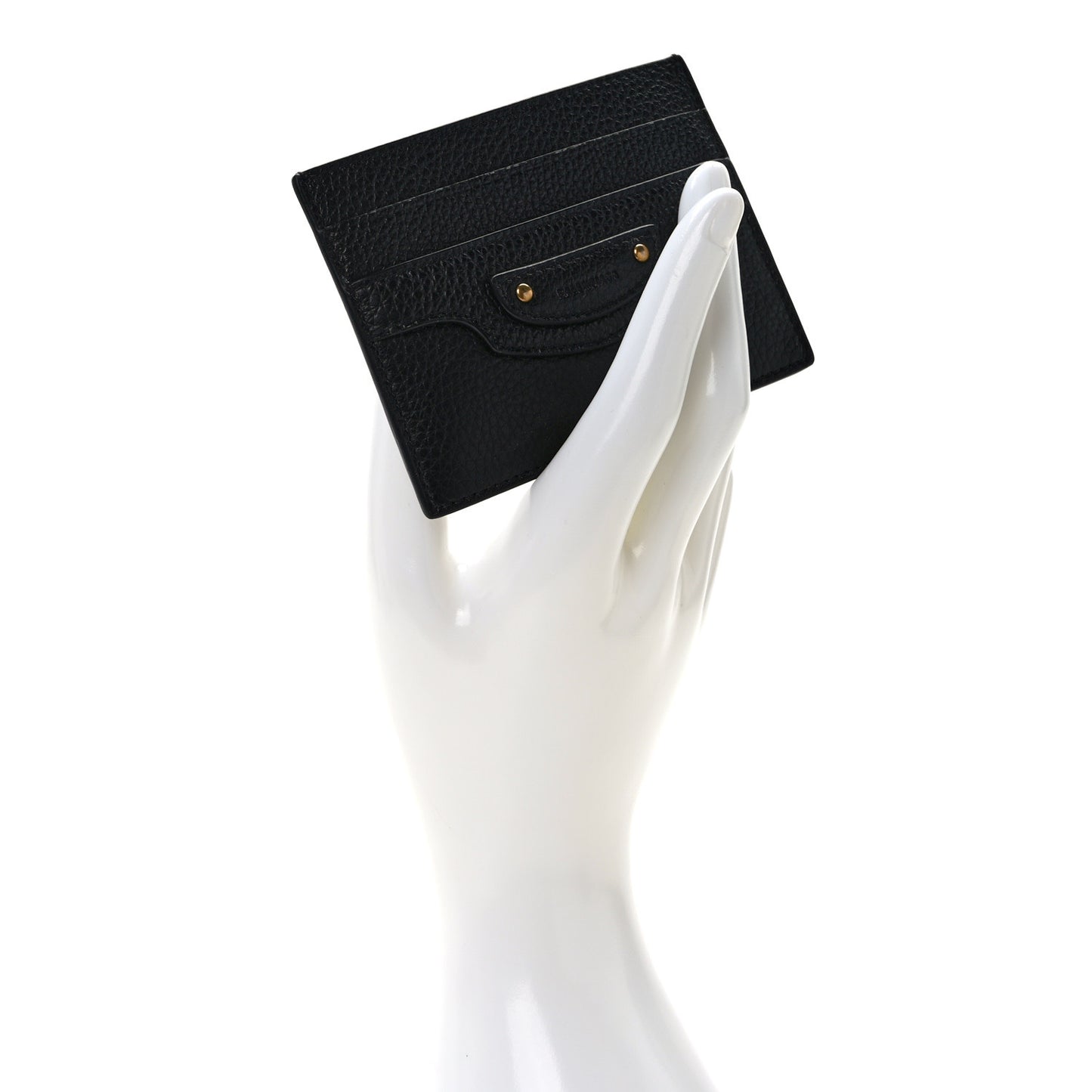 Grained Calfskin Neo Classic Gold Hardware Card Holder Black