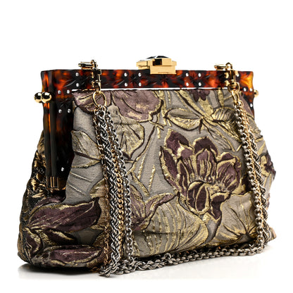 Dolce & Gabbana Silk Crystal Beaded Sequin Plexiglass Floral Vanda Circles Chain Clutch Multicolor 4 of 11