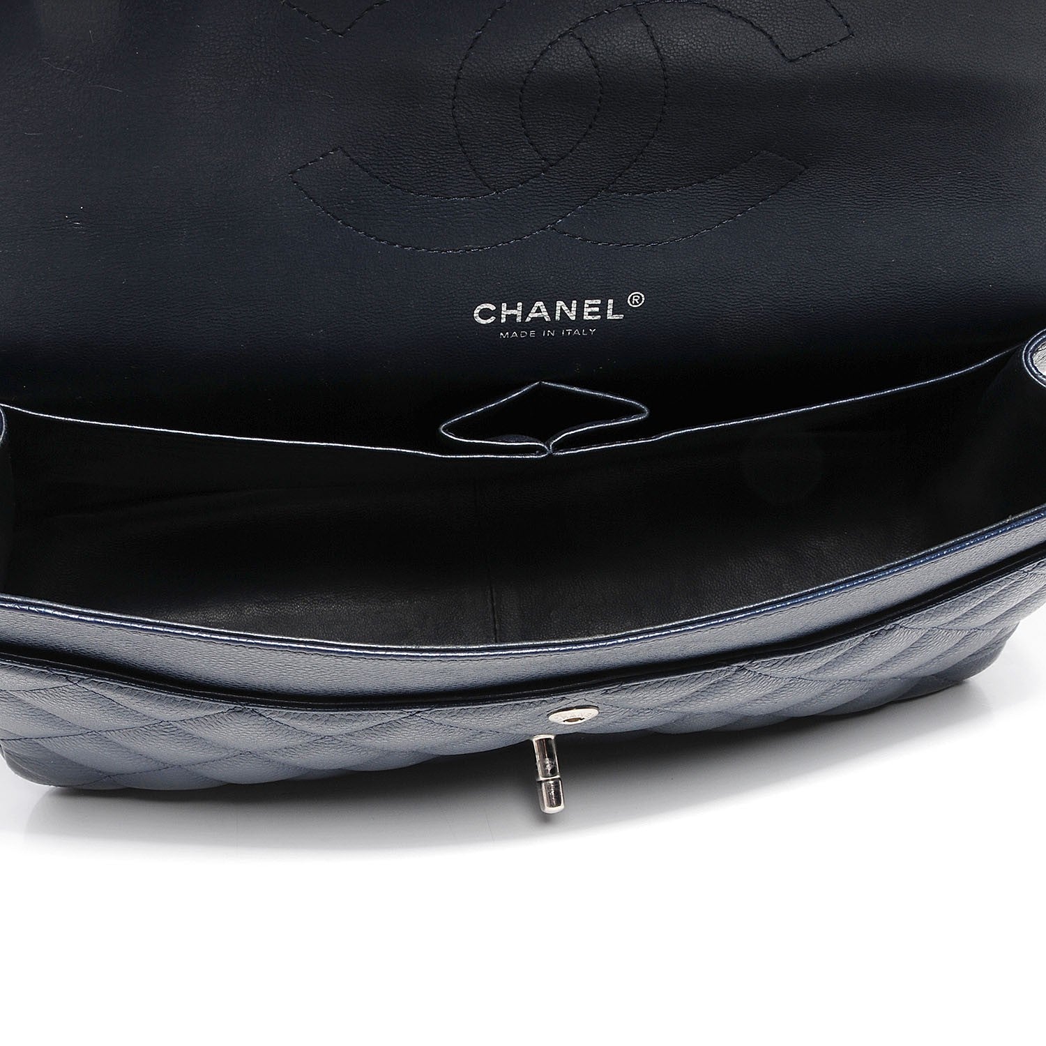 Chanel Caviar Quilted Jumbo Double Flap Navy Blue 8 of 9