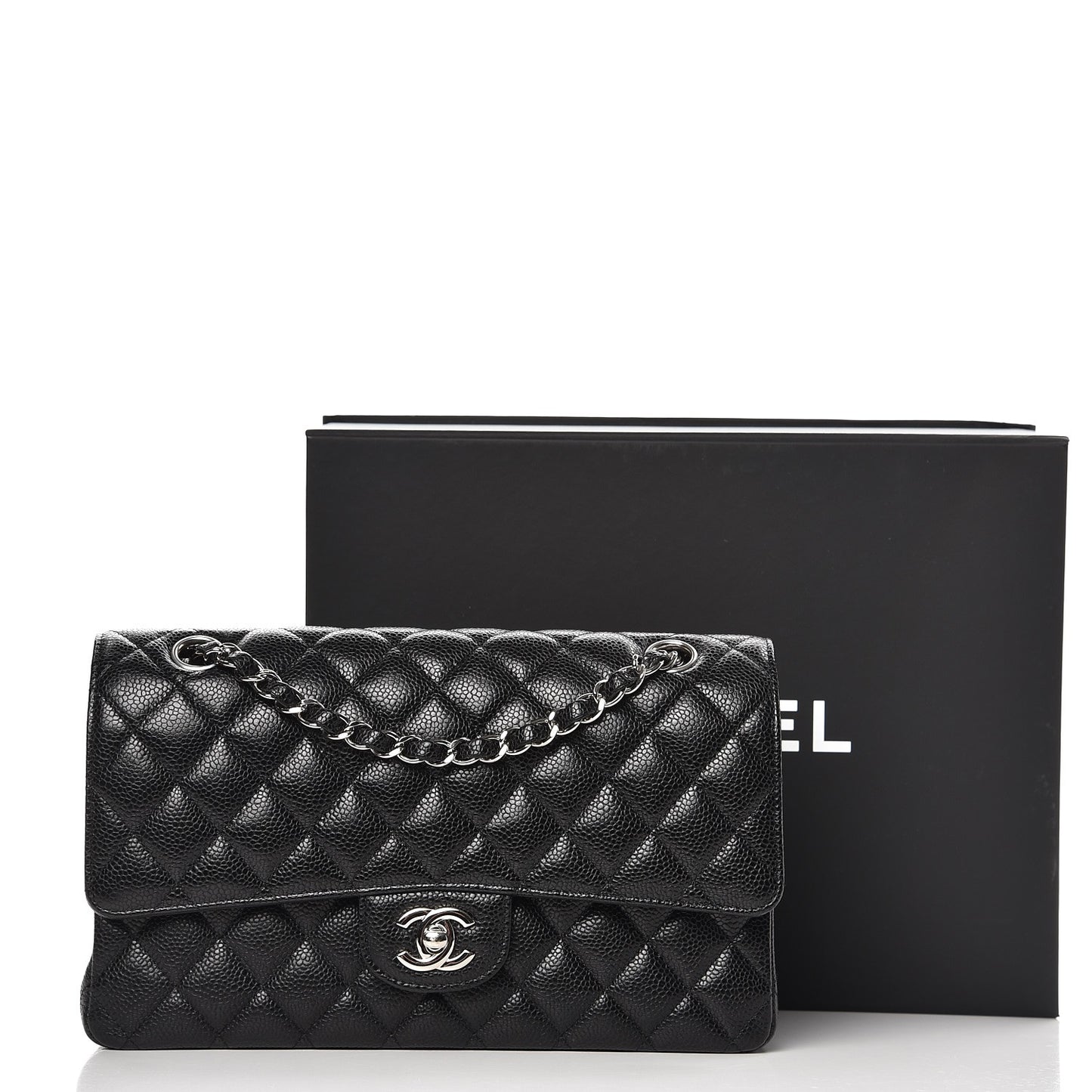 Caviar Quilted Medium Double Flap Black
