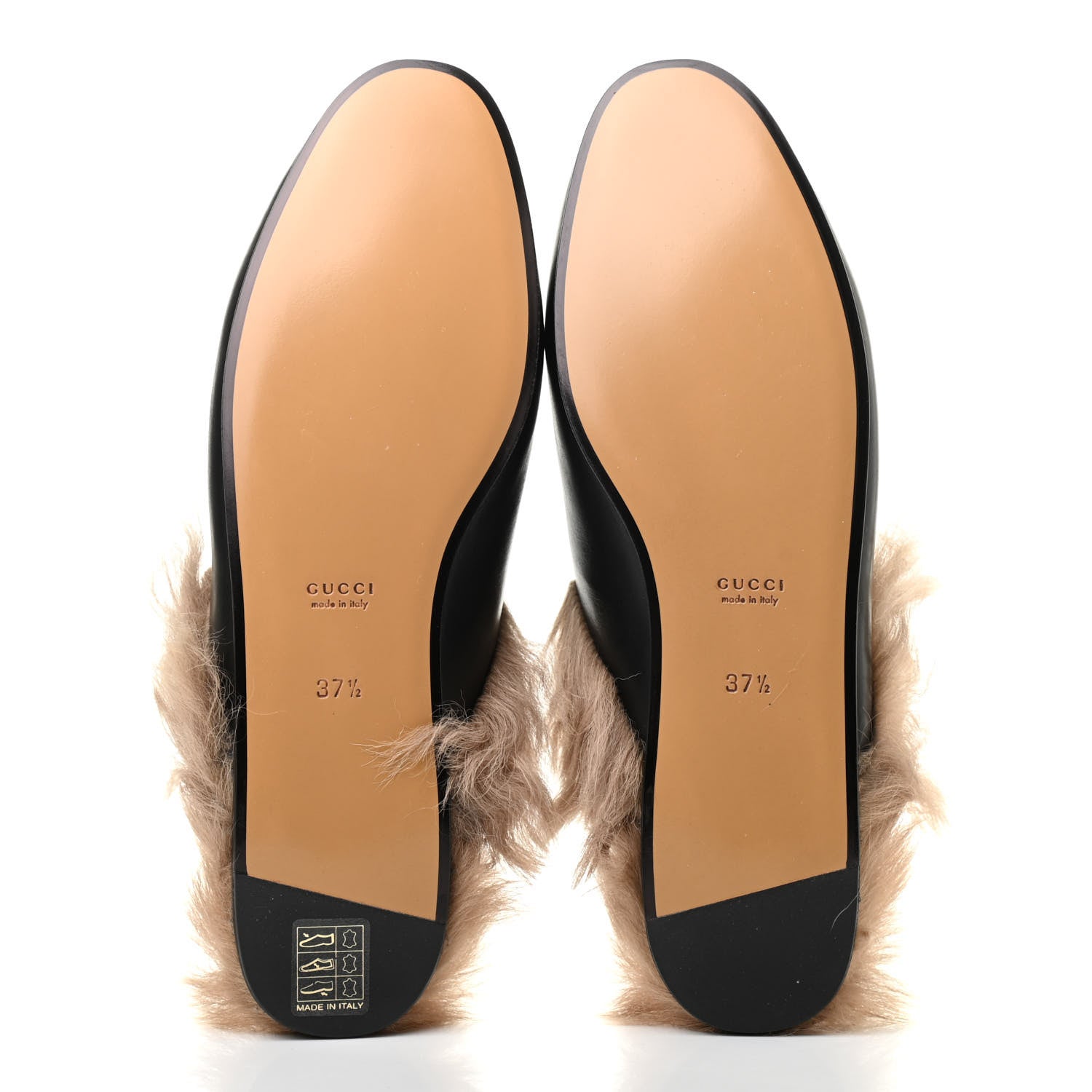 Gucci Calfskin Fur Womens Princetown Slippers 37.5 Black 5 of 8