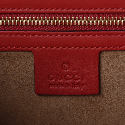 Gucci GG Supreme Monogram Calfskin Medium Padlock Top Handle Bag Beige Hibiscus Red New Rosette 6 of 7