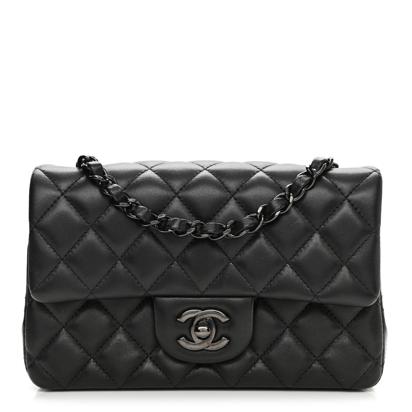 Lambskin Quilted Mini Rectangular Flap So Black