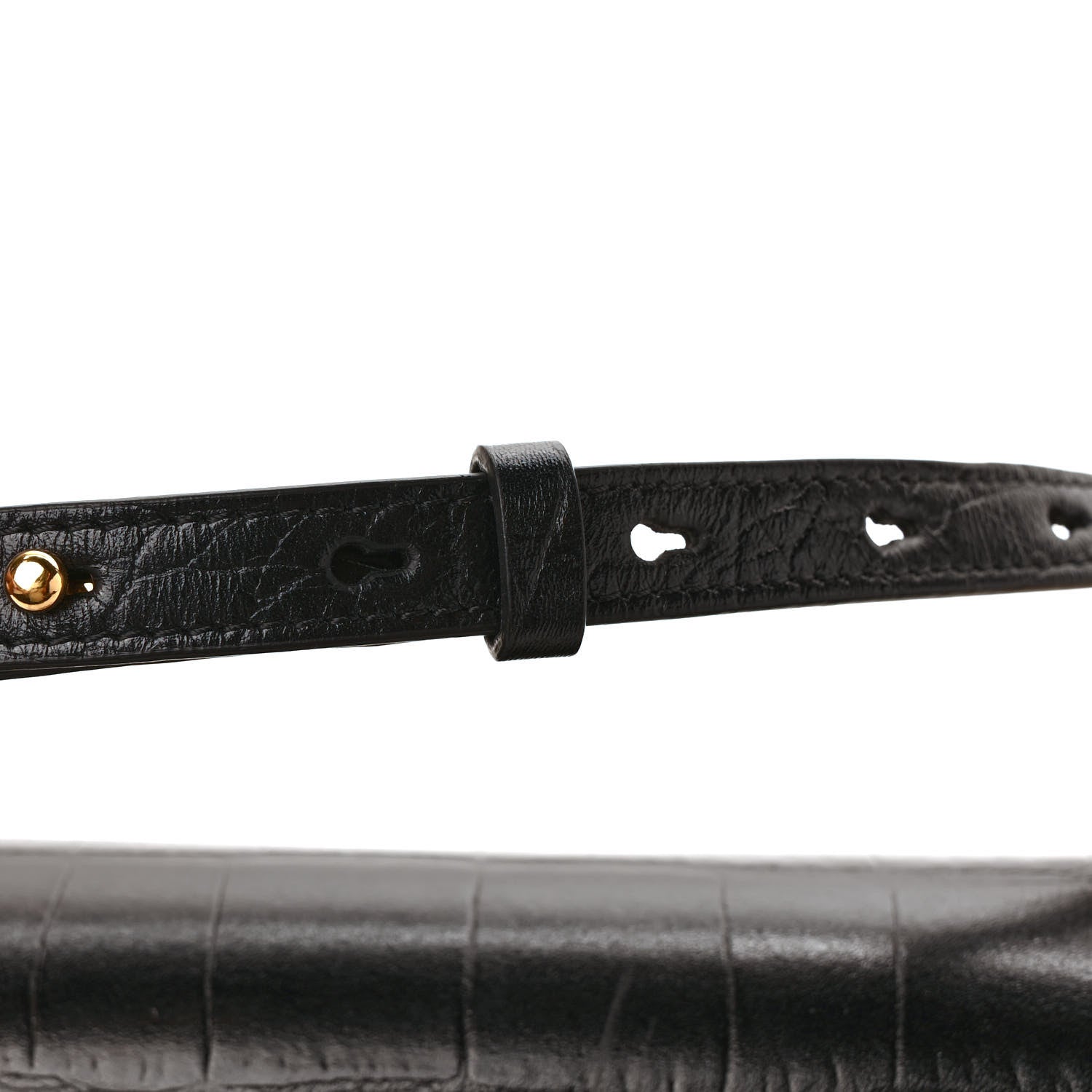 Alexander McQueen Shiny Crocodile Embossed Jeweled Satchel Black 9 of 10