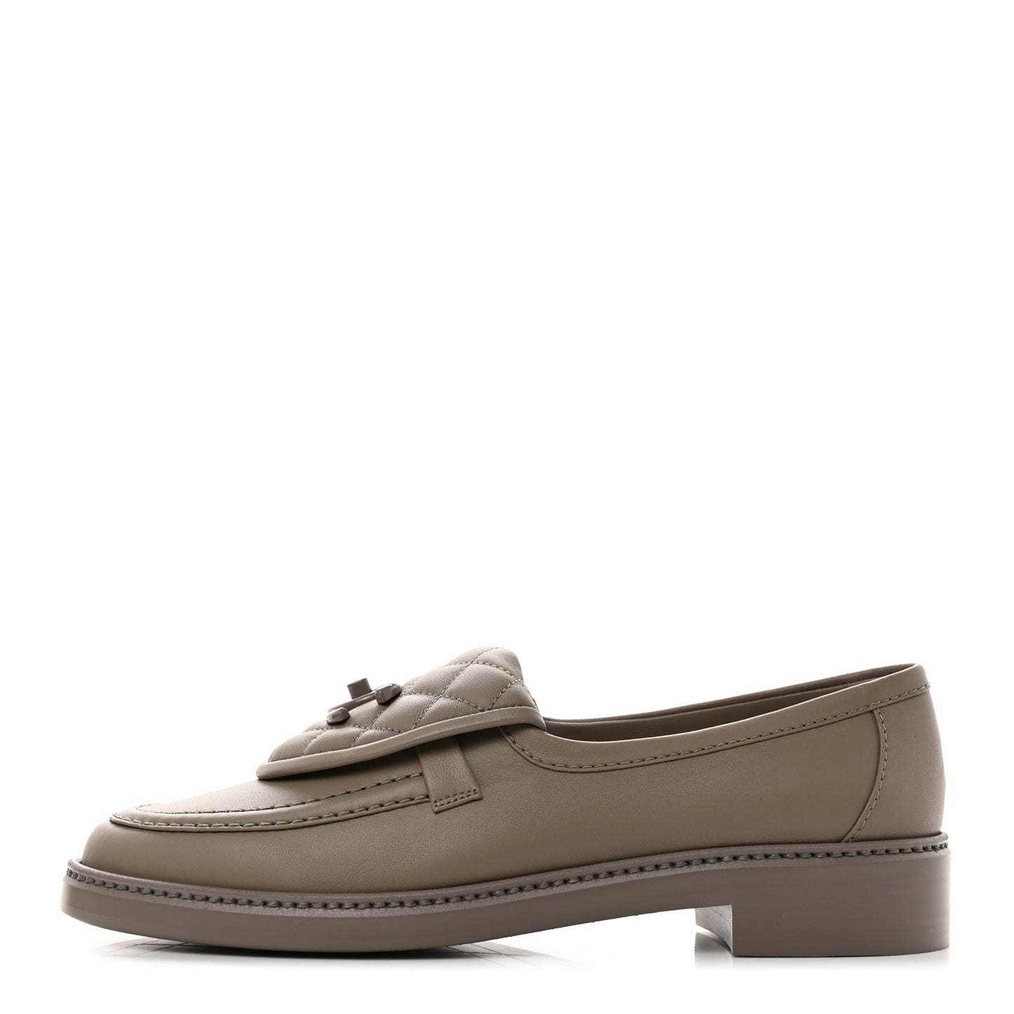 Lambskin Quilted CC Turnlock Moccasins 39.5 Grey