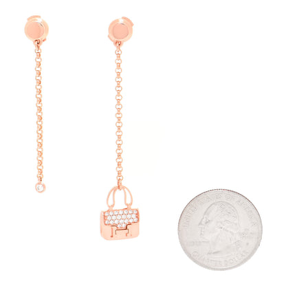 Hermes 18K Rose Gold Diamond Constance Amulettes Drop Earrings 2 of 6