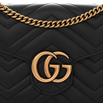 Gucci Calfskin Matelasse GG Marmont Chain Wallet Black 9 of 12