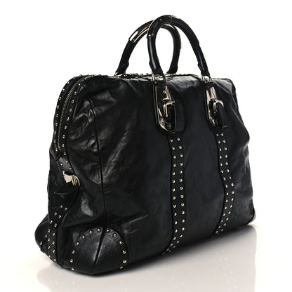 Prada Soft Calf Studded Large Trunk Bag Black 3 of 9