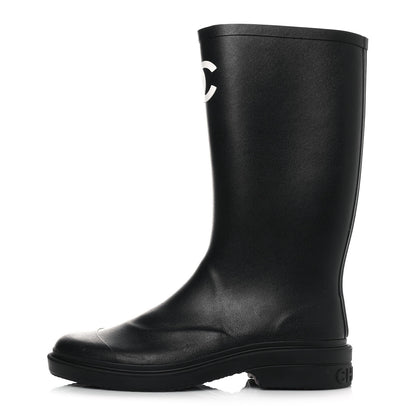 Chanel Caoutchouk CC High Boots 40 Black 1 of 8