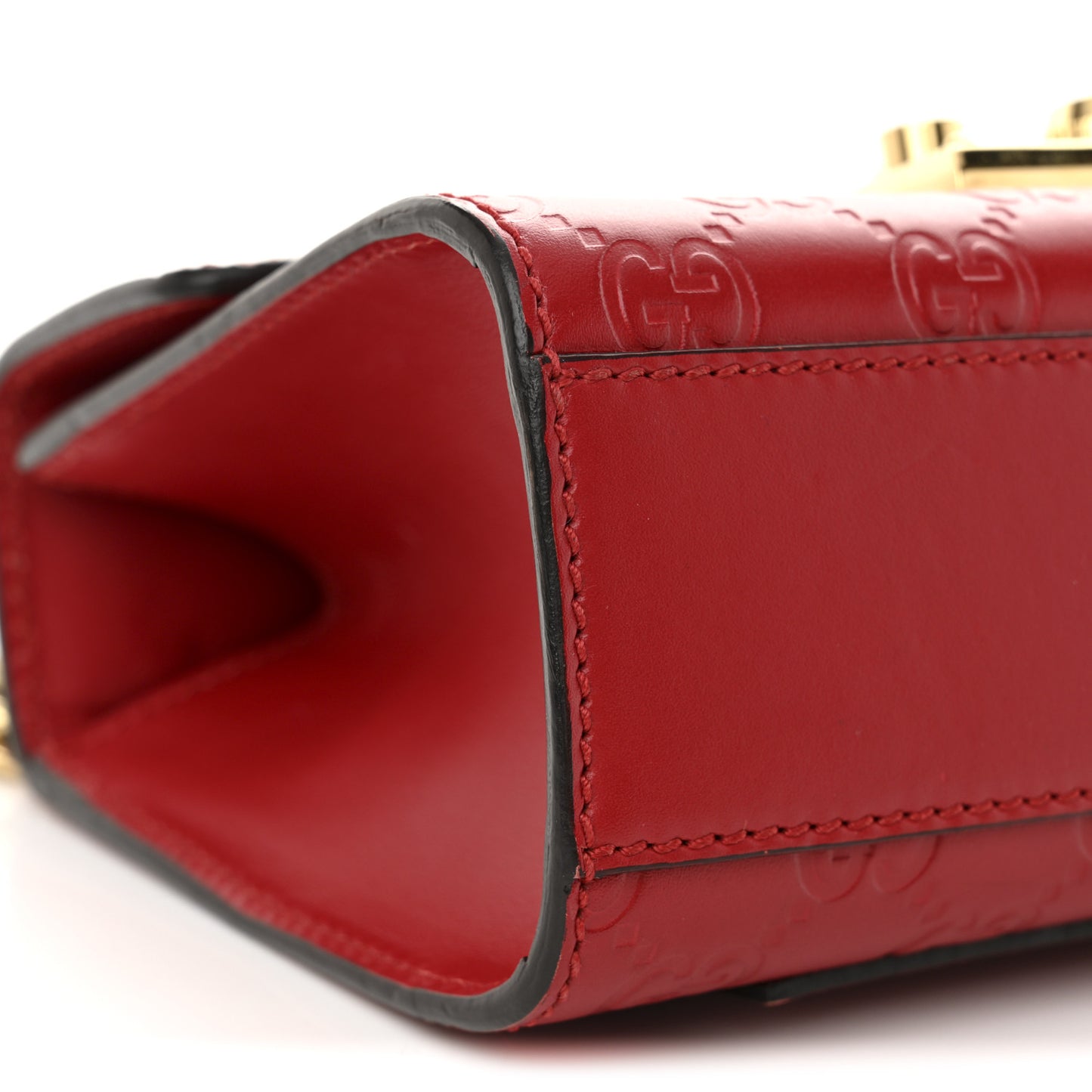 Guccissima Small Padlock Shoulder Bag Hibiscus Red