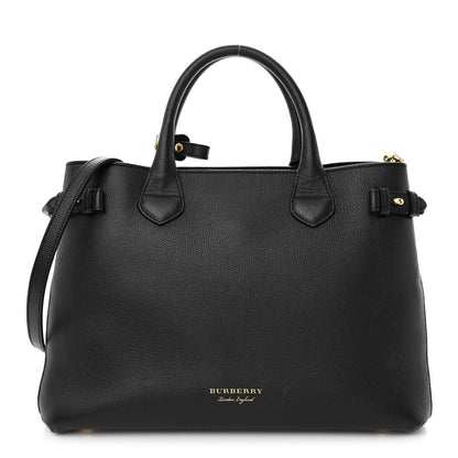 Burberry Derby Calfskin House Check Medium Banner Tote Black 1 of 15