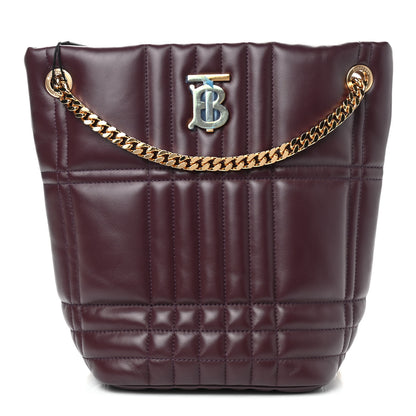 Burberry Lambskin Quilted Small Lola Bucket Bag Deep Maroon 1 of 7