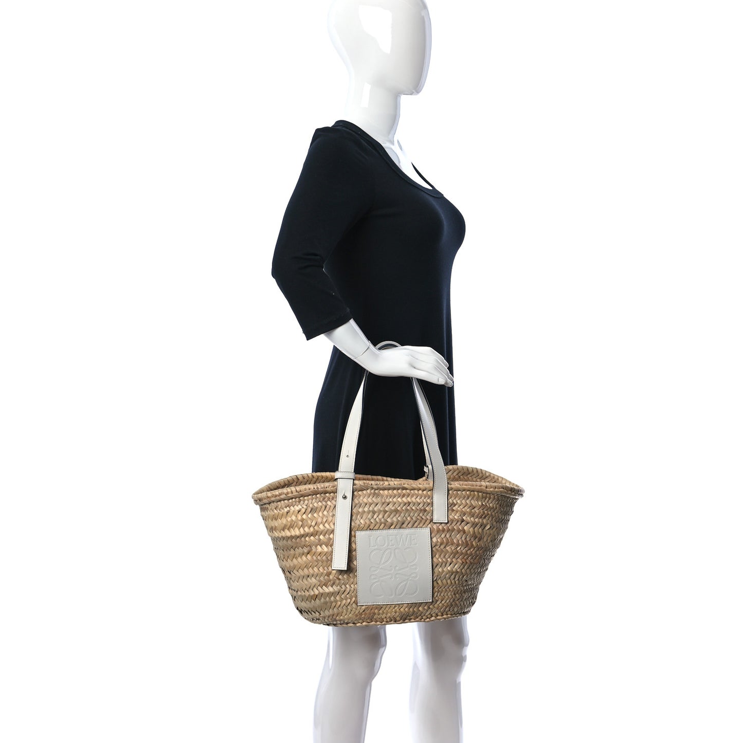 Raffia Basket Tote Bag Natural White