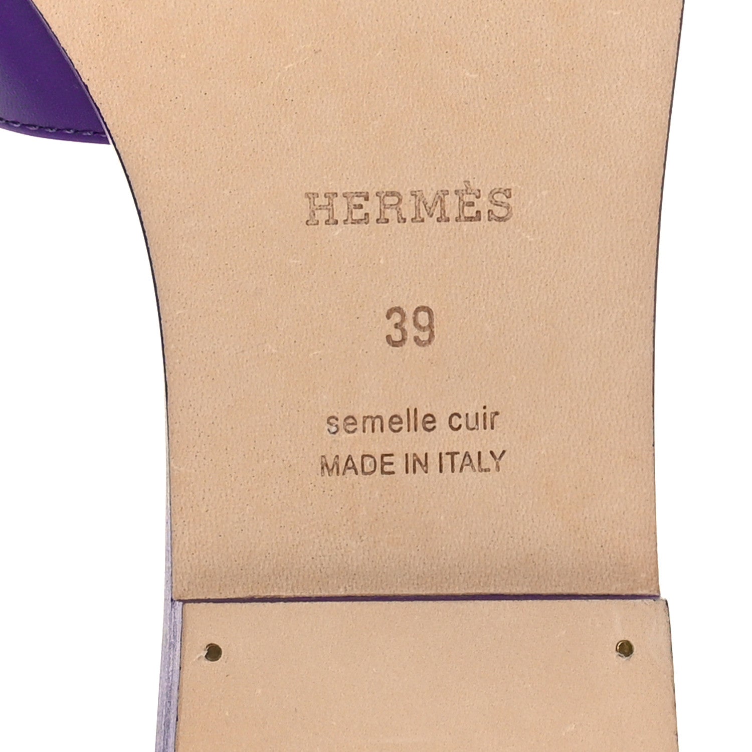 Hermes Calfskin Oran Sandals 39 Violet Majorette 7 of 9