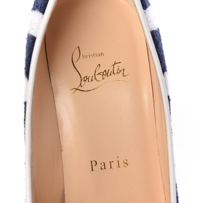Christian Louboutin Sponge Fabric Shiny Nappa Decollete Spa 100 Pumps 36 Navy White 7 of 8