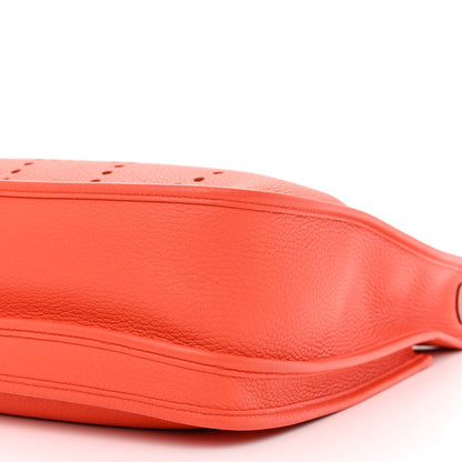 Hermes Taurillon Clemence Amazone Evelyne III PM Orange Poppy Bleu Saint Cyr 10 of 14