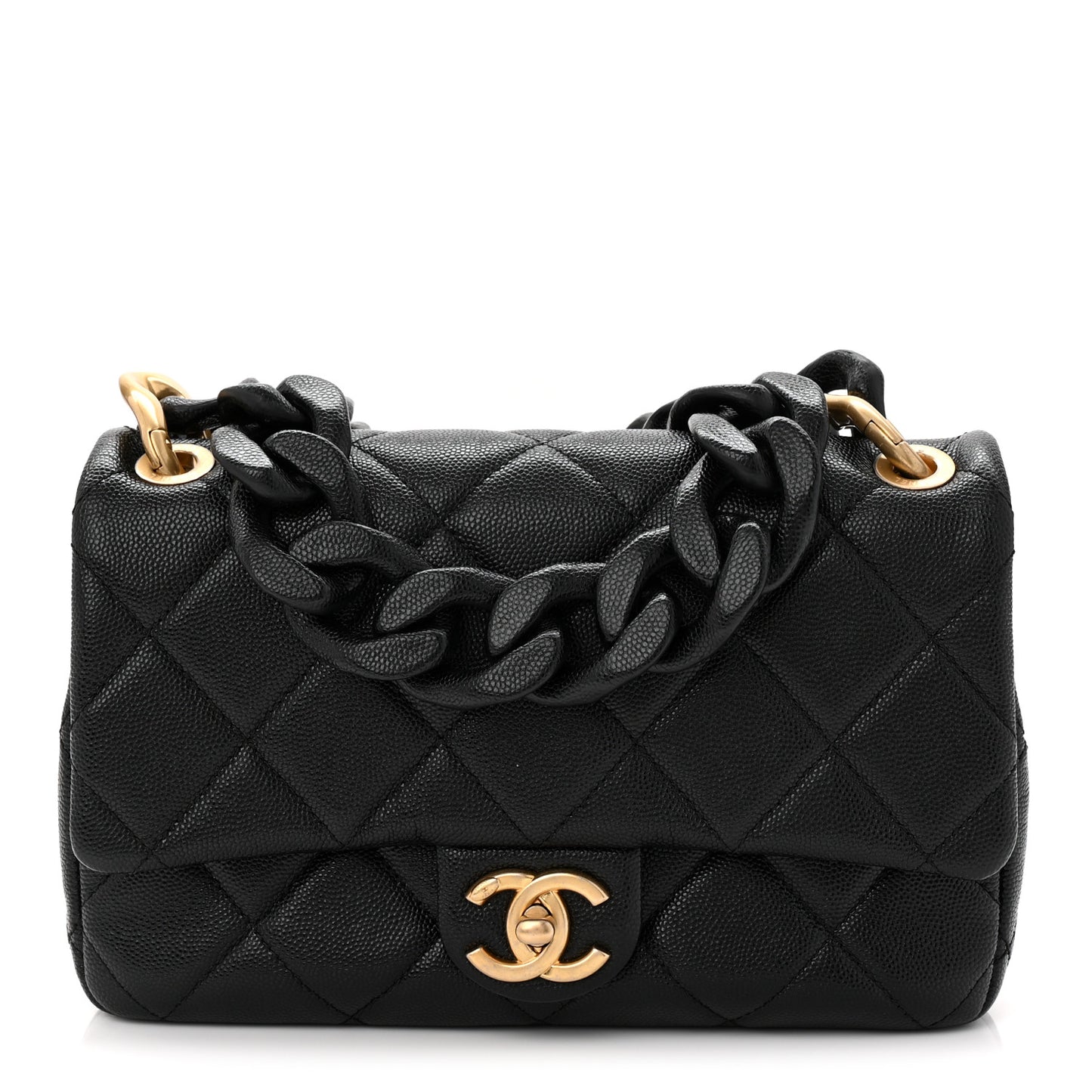 Caviar Quilted Small Funky Match Flap Black