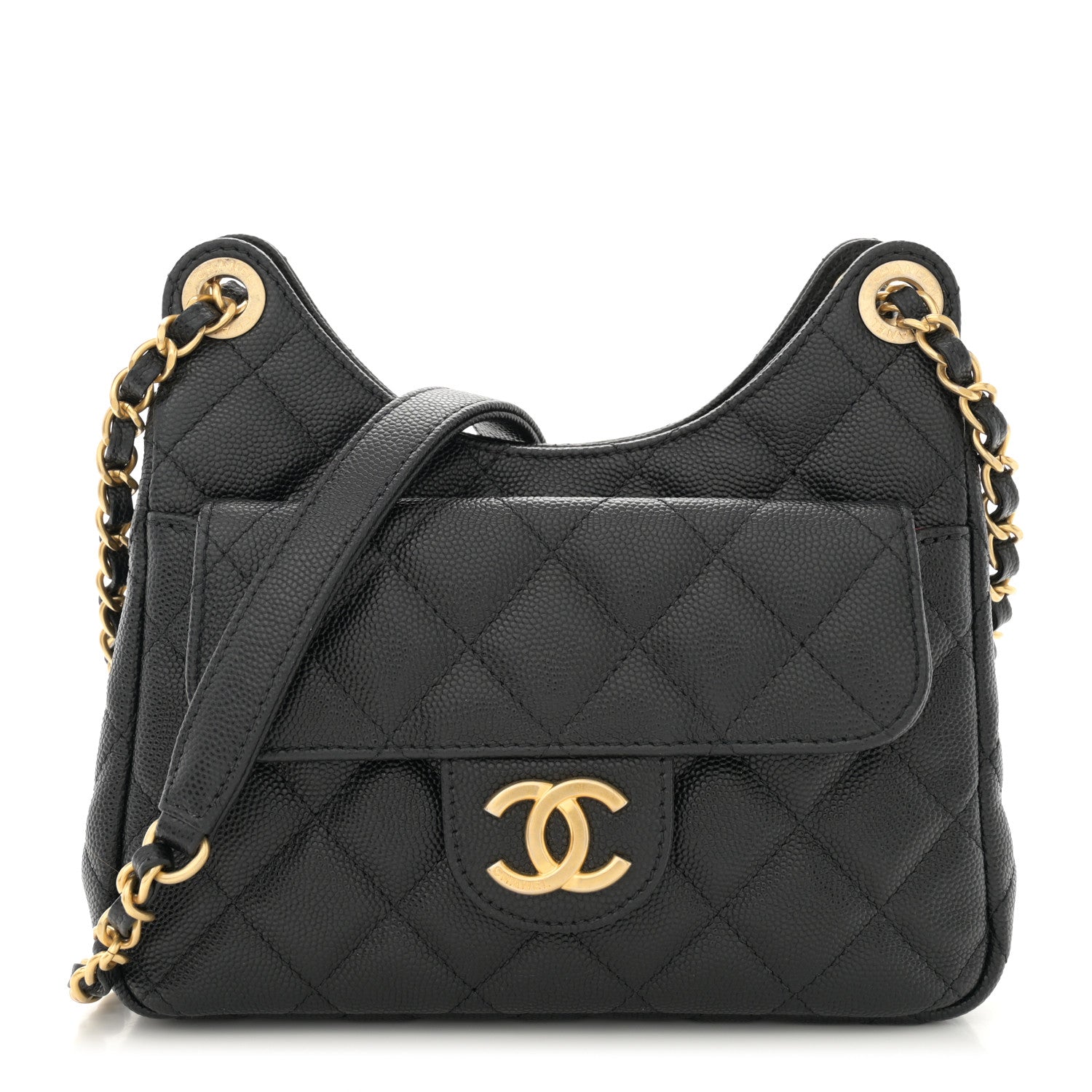Chanel Caviar Quilted Small Wavy CC Hobo Black 1 of 10