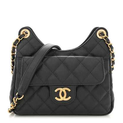 Chanel Caviar Quilted Small Wavy CC Hobo Black 1 of 10
