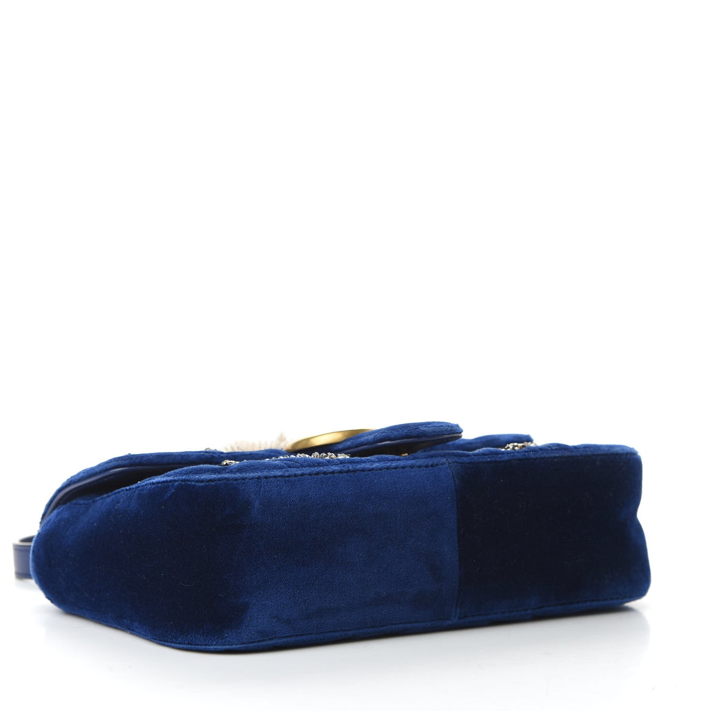 Velvet Matelasse Embroidered Mini GG Marmont Shoulder Bag Cobalt Blue