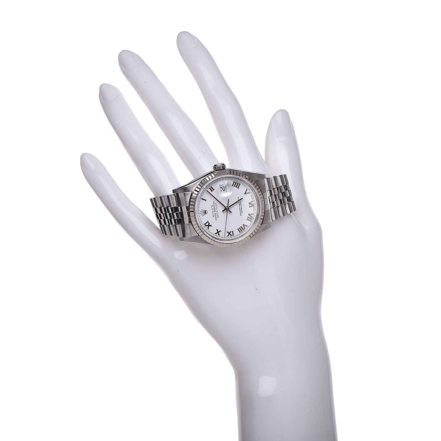 Rolex Stainless Steel 18K White Gold 36mm Oyster Perpetual Datejust Watch White Roman 16234 2 of 7