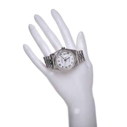 Rolex Stainless Steel 18K White Gold 36mm Oyster Perpetual Datejust Watch White Roman 16234 2 of 7