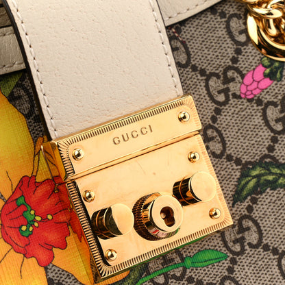 Gucci GG Supreme Monogram Flora Textured Calfskin Small Padlock Tote Beige Ebony Multicolor Mystic White 11 of 11