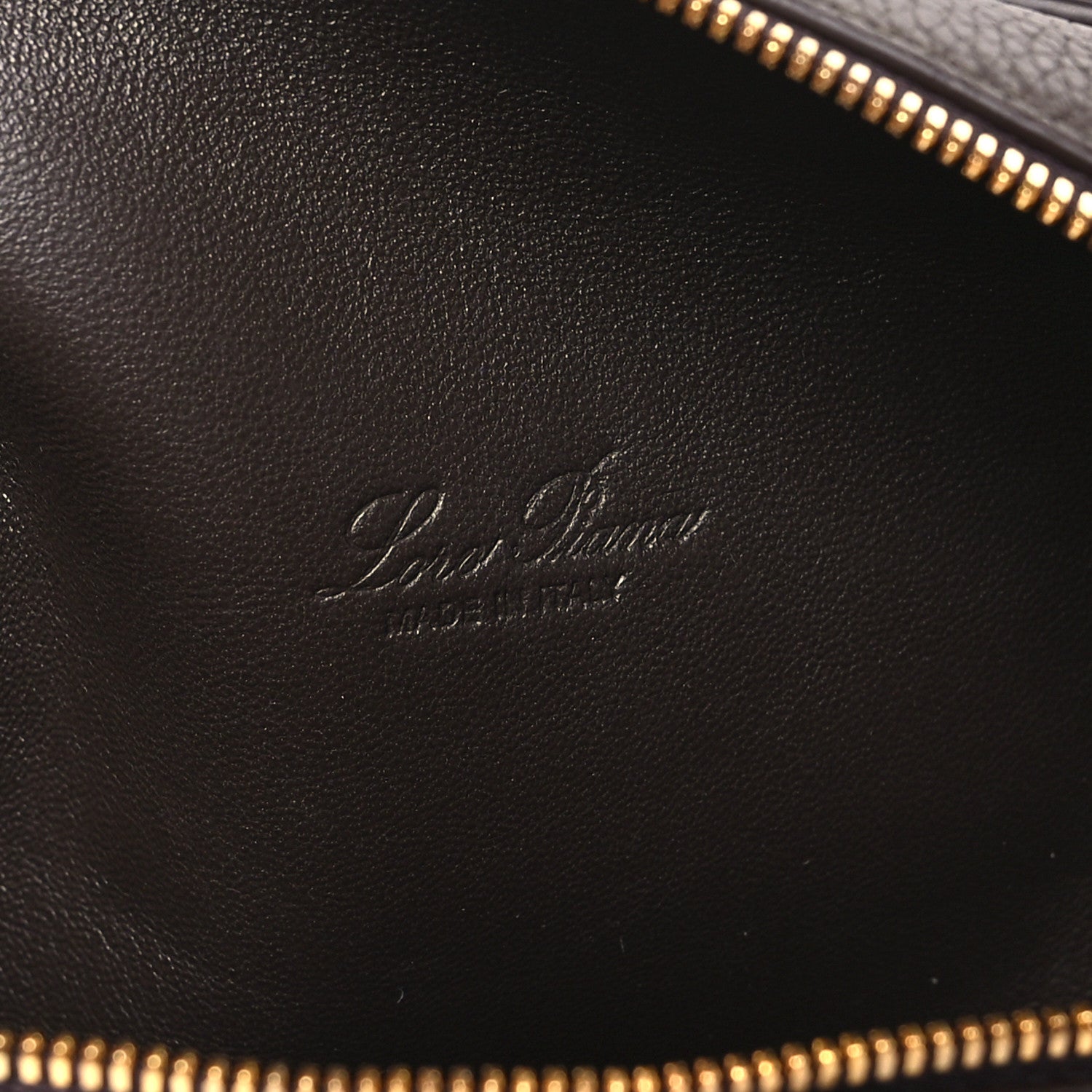 Loro Piana Grained Calfskin L19 Extra Pocket Pouch Dark Chocolate