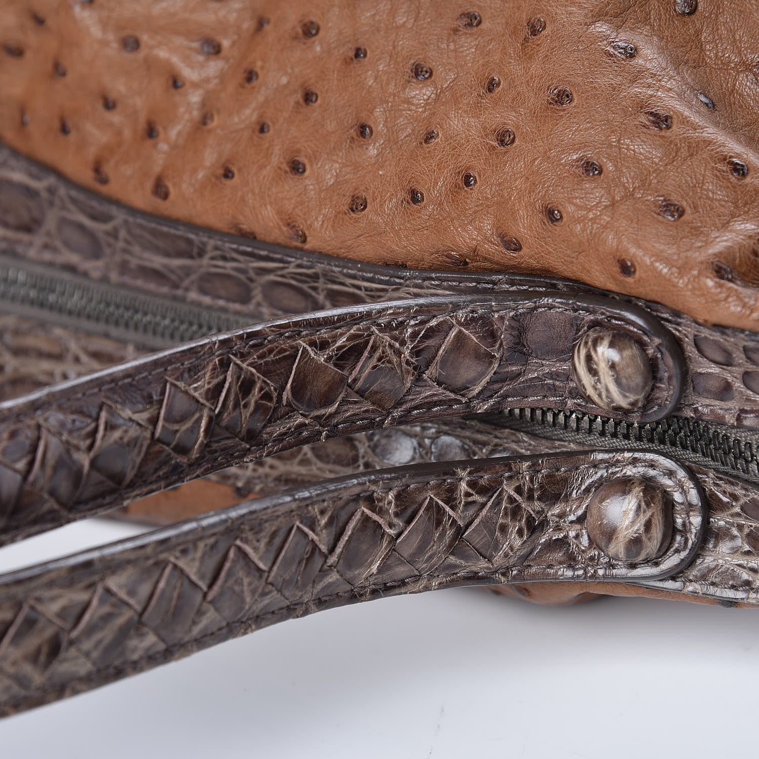 Bottega Veneta Ostrich Crocodile Shoulder Bag Noce 15 of 27