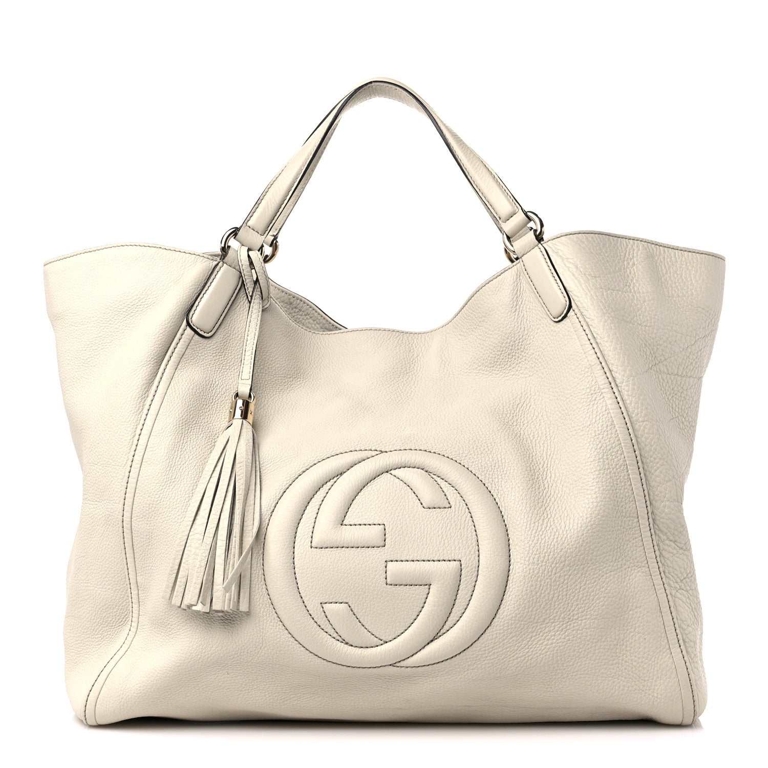 Gucci Pebbled Calfskin Large Soho Shoulder Bag Off White 1 of 19