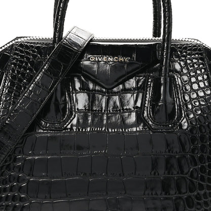 Givenchy Calfskin Crocodile Embossed Small Antigona Black 8 of 10