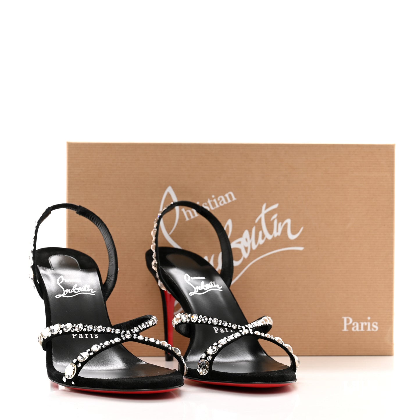 Veau Velours Crystal Embellished Emilie 85 Sandals 38.5 Black