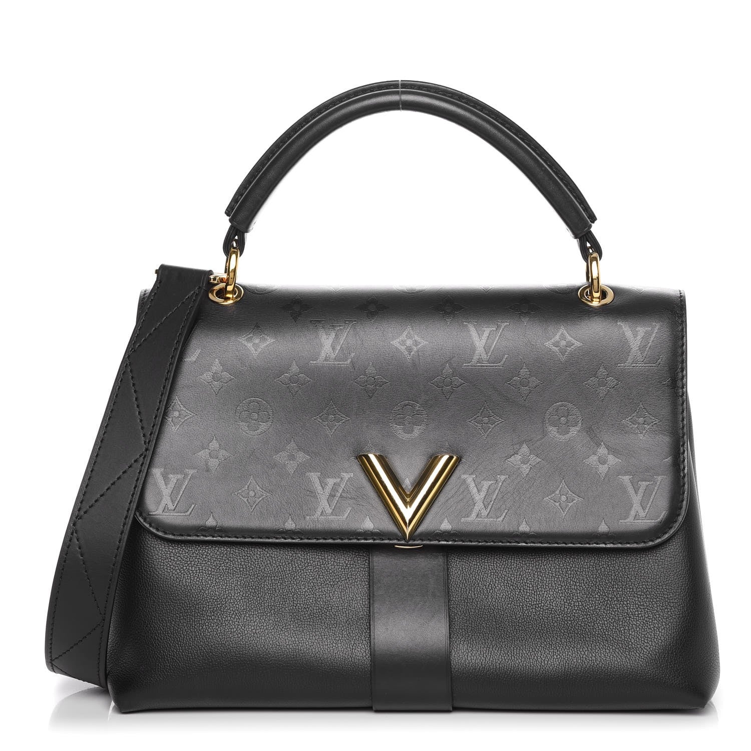 Louis Vuitton Calfskin Monogram Very One Handle Black 1 of 12