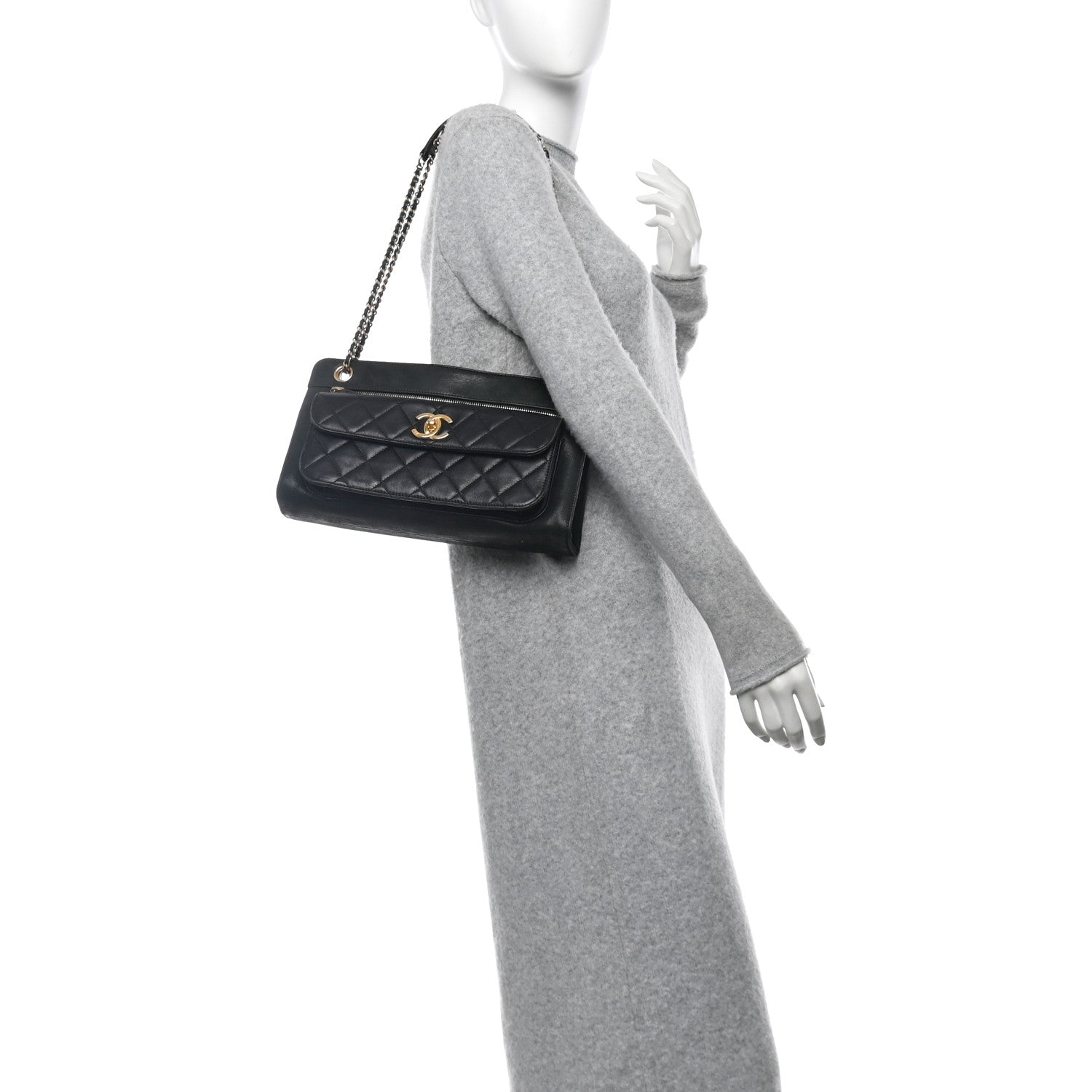Chanel Iridescent Calfskin Quilted In & Out Camera Case Black 2 of 11