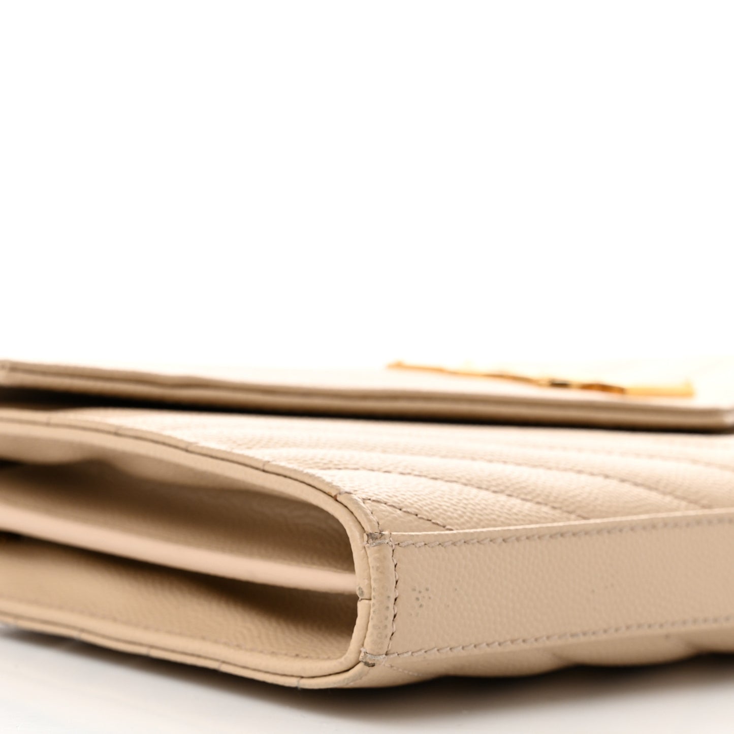 Grain De Poudre Matelasse Chevron Monogram Chain Wallet  Nude Powder
