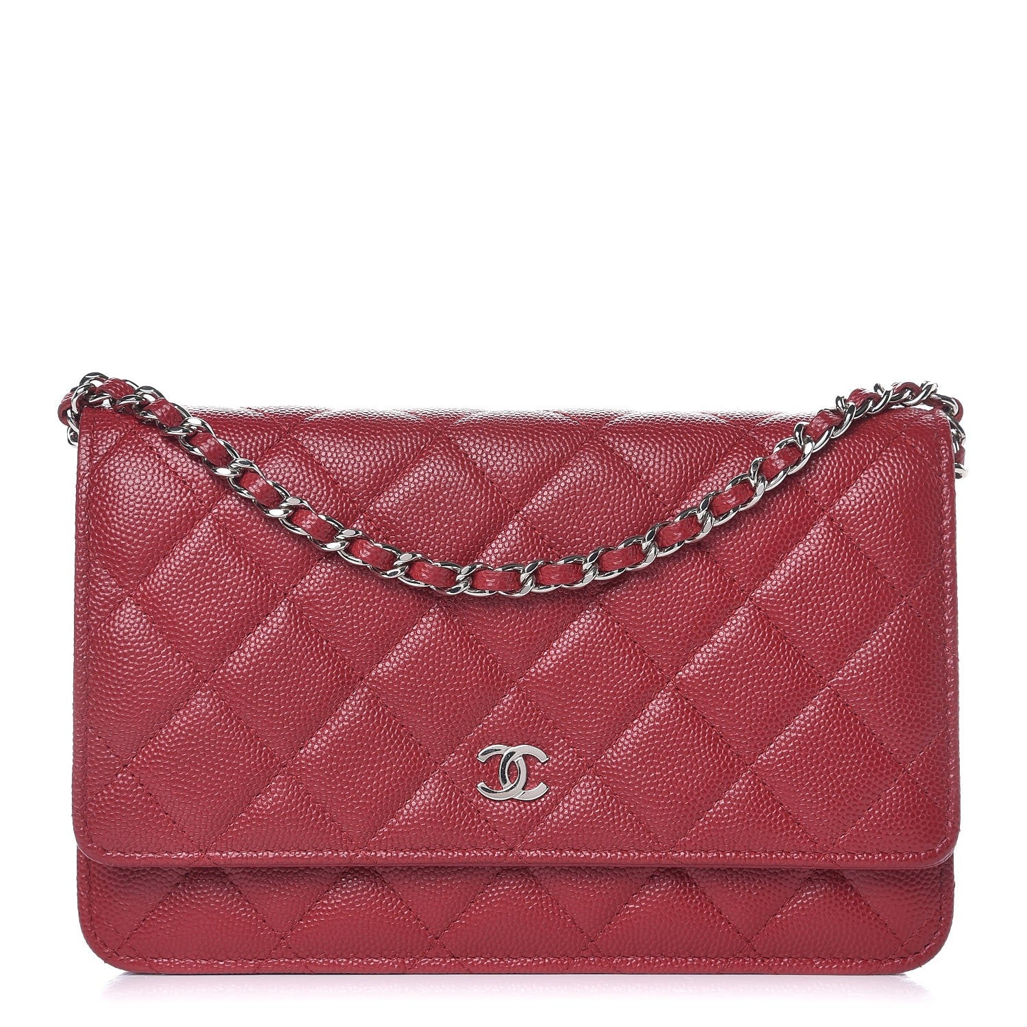 Chanel Caviar Quilted Wallet on Chain WOC Red 1 of 10