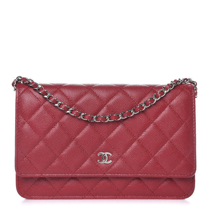 Chanel Caviar Quilted Wallet on Chain WOC Red 1 of 10
