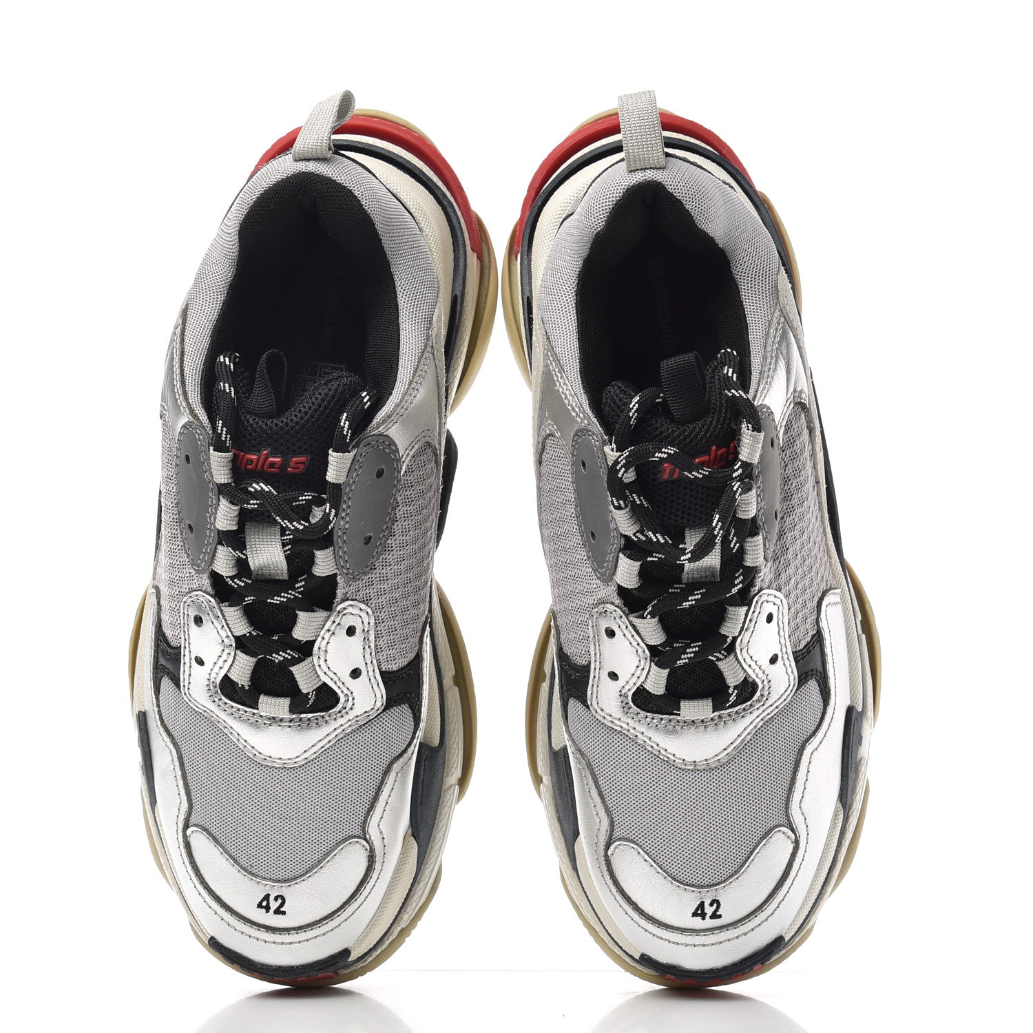 Balenciaga Mesh Nubuck Mens Triple S Sneakers 42 Black Argent 5 of 9