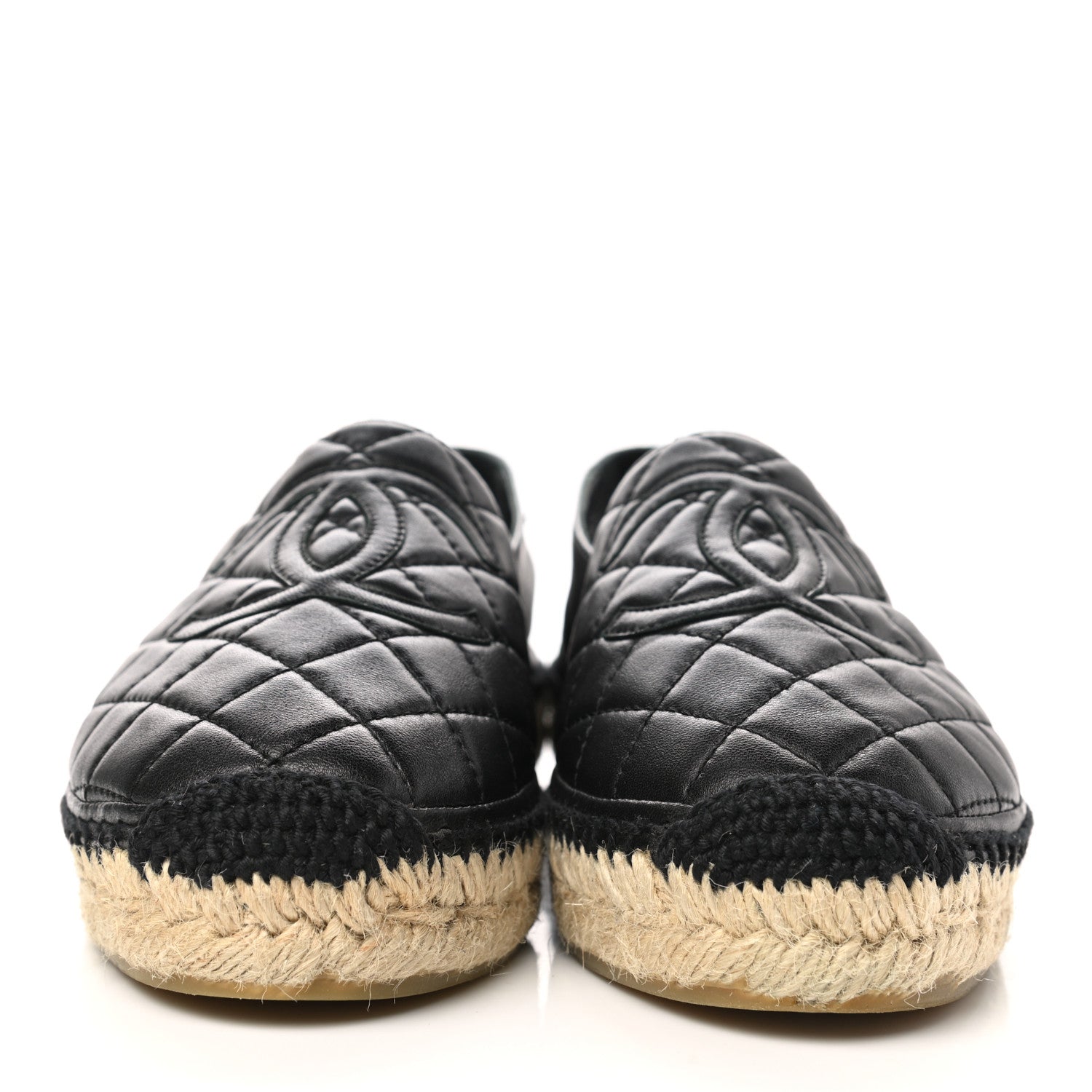 Chanel Lambskin Quilted CC Espadrilles 38 Black 2 of 8