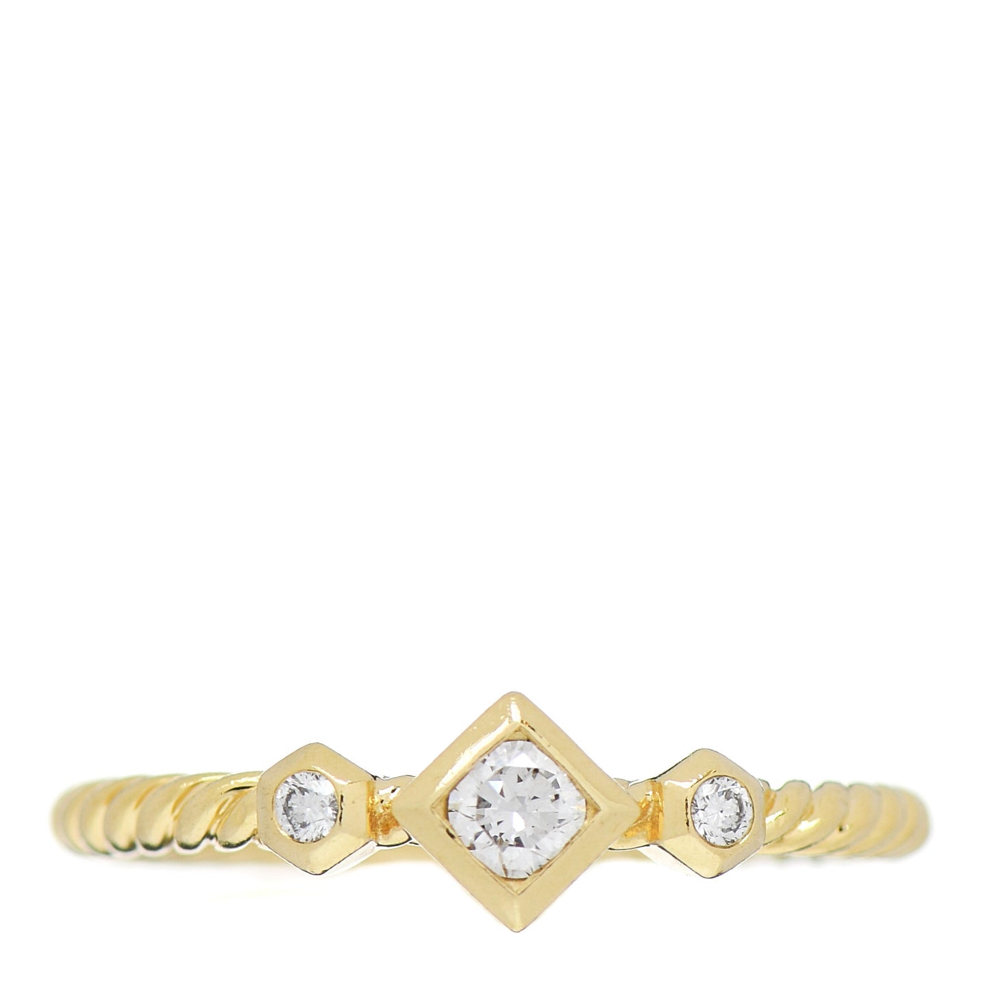 18K Yellow Gold Diamond Petite Princess Cut Band Ring 57 8