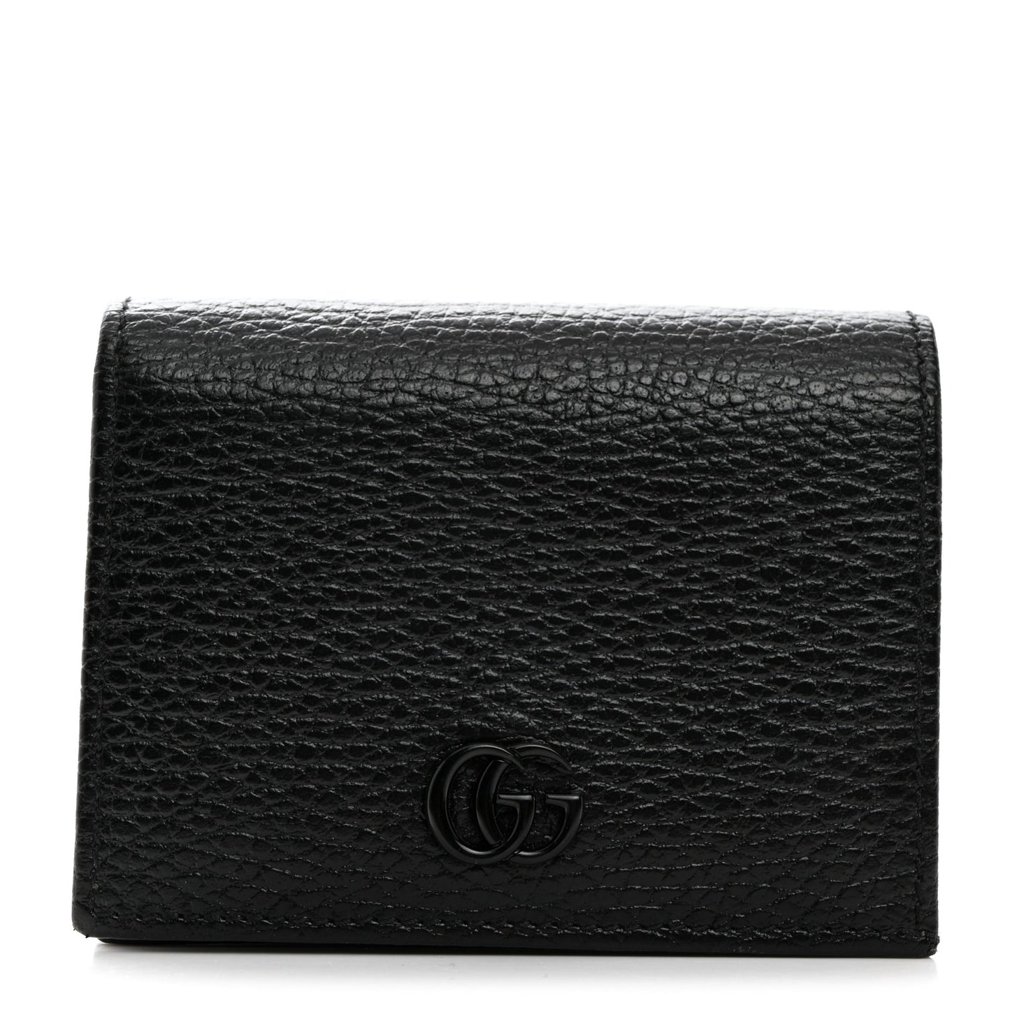 Dollar Calfskin Enamel Monochrome GG Marmont Card Case Black