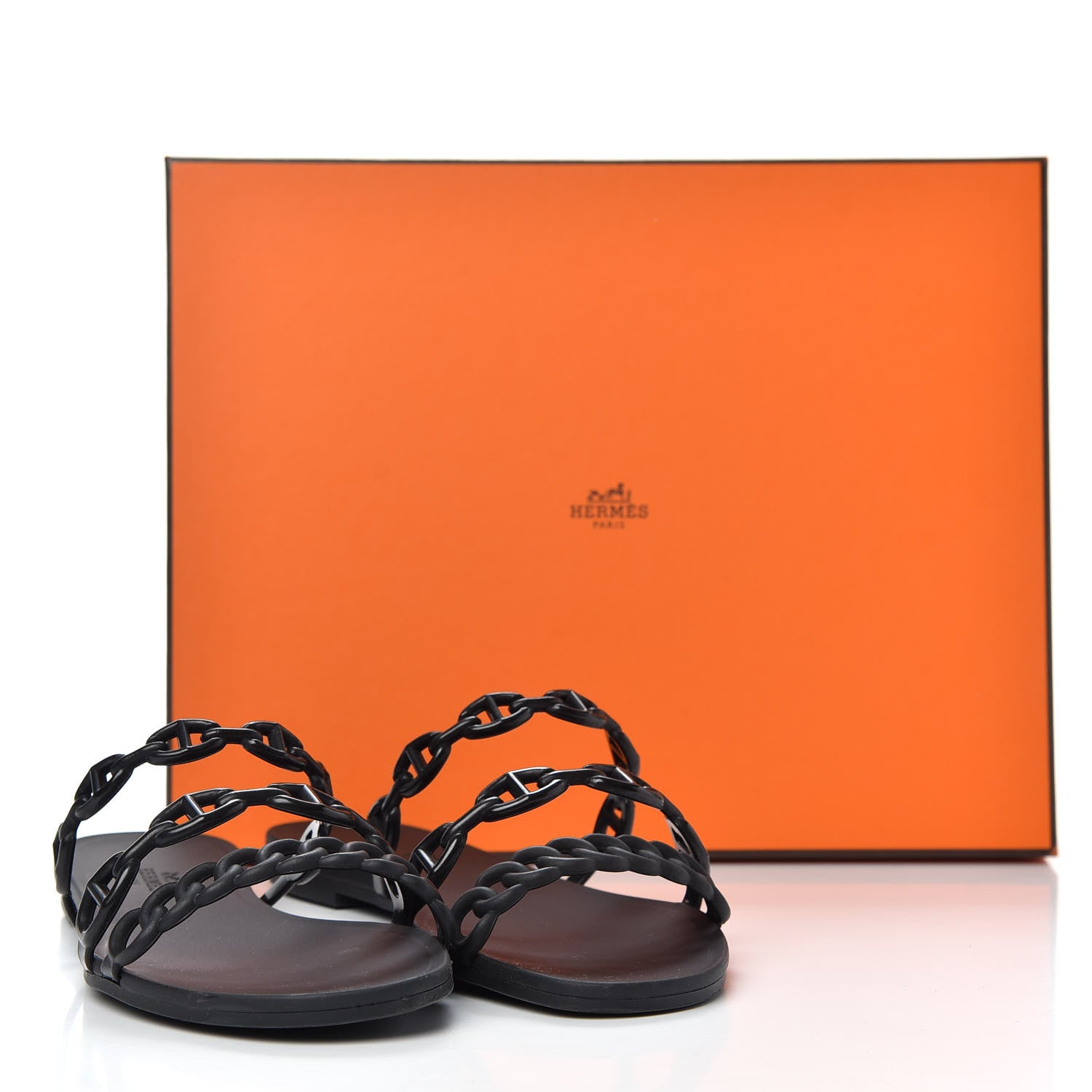 Hermes Rubber Chaine d'Ancre Rivage Sandals 35 Black 10 of 10