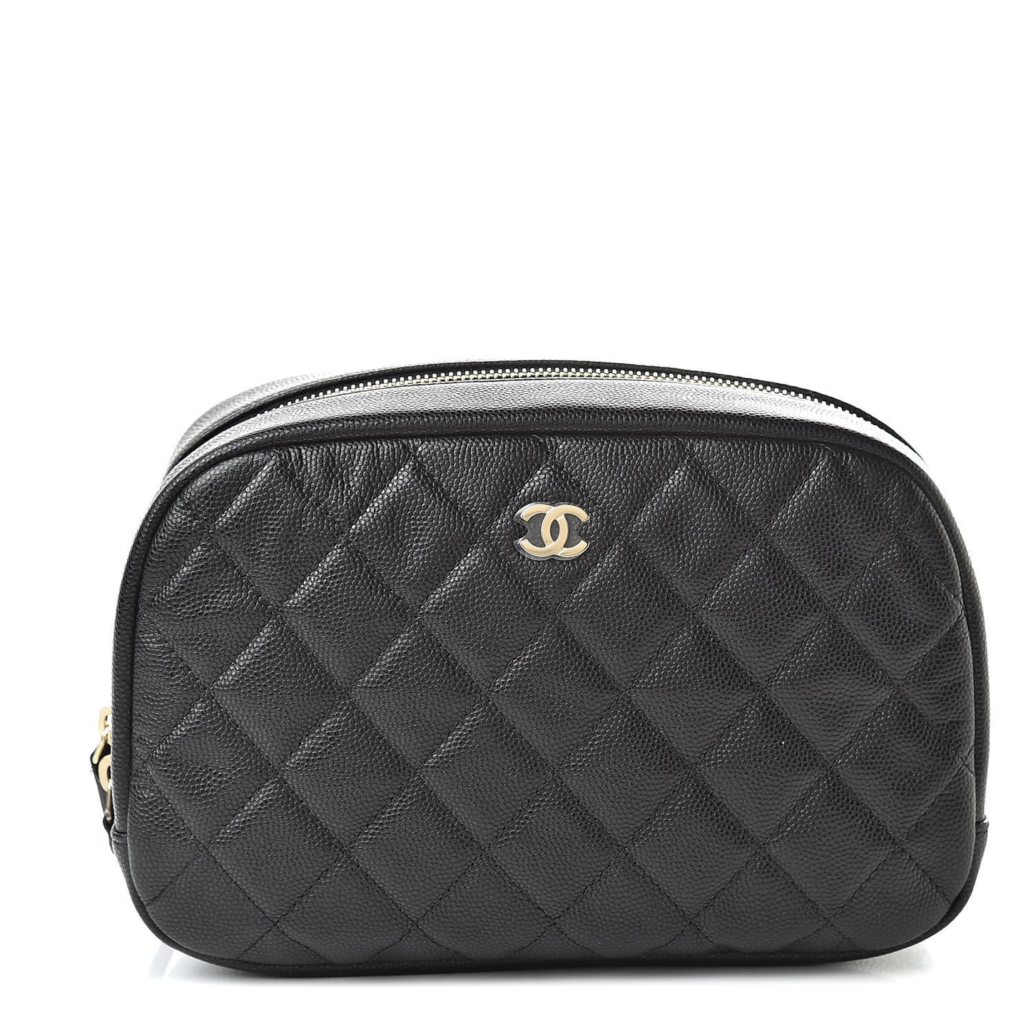 Caviar Quilted Curvy Pouch Cosmetic Case Black