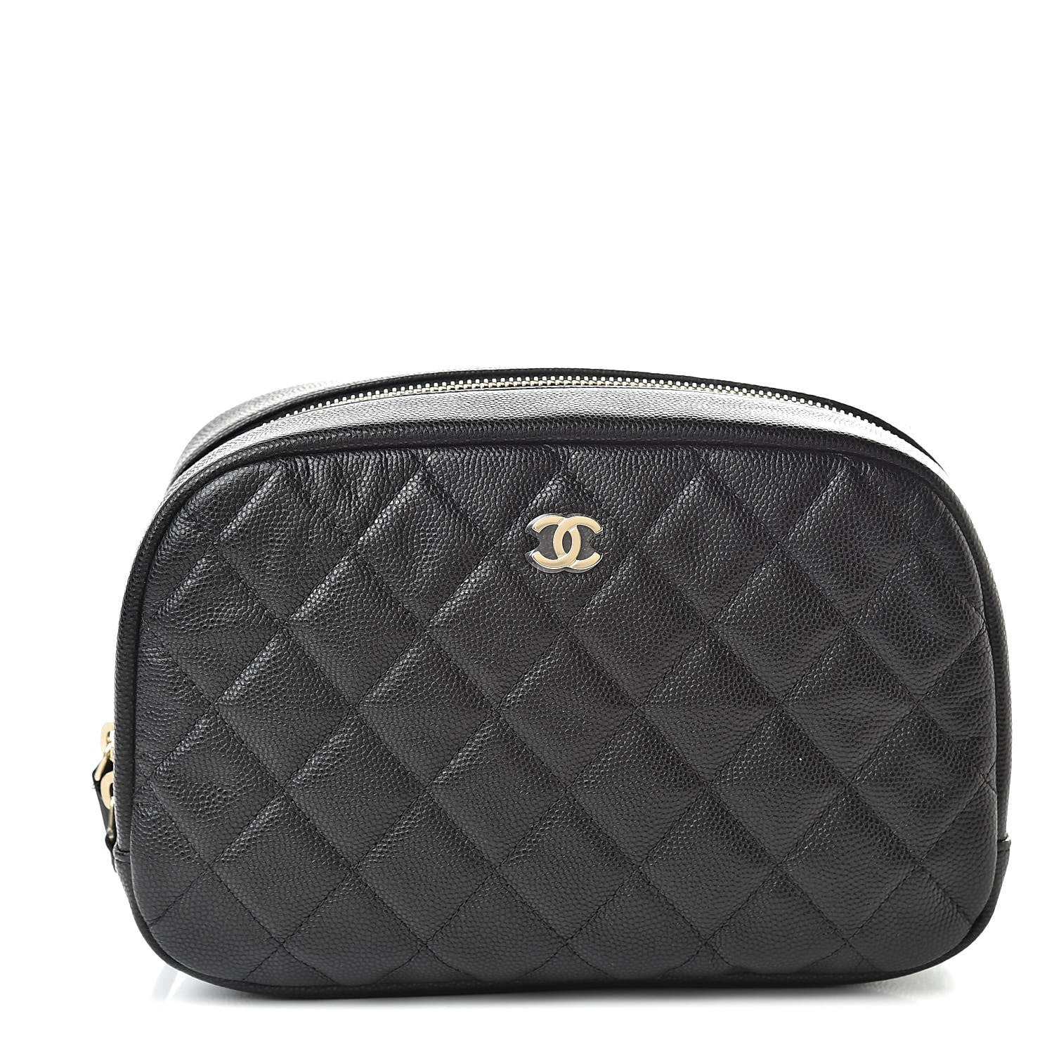 Chanel Caviar Quilted Curvy Pouch Cosmetic Case Black 1 of 8